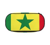 Unkhtt Trousse à crayons avec motif drapeau du Sénégal - Grande capacité - Double fermeture éclair - Pour l'école, la papeterie, le maquillage, Noir , Taille unique, Organiseur de sac