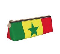 Unkhtt Trousse à crayons avec motif drapeau du Sénégal - Grande capacité - Triangle - Pour étudiants et écoles, blanc, Taille unique