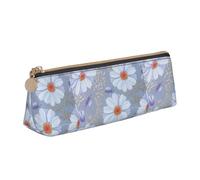 Unkhtt Trousse à crayons de grande capacité avec motif marguerite bleue triangulaire pour stylos étudiants et écoles, blanc, Taille unique