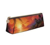 Unkhtt Trousse à crayons de grande capacité avec motif tropical coucher de soleil triangulaire pour étudiants et écoles, blanc, Taille unique