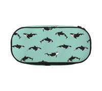 Unkhtt Trousse à crayons grande capacité avec double fermeture éclair Motif baleine de l'océan Pacifique, Noir , Taille unique, Organiseur de sac