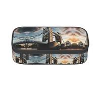 Unkhtt Trousse à crayons historique avec impression du pont de Londres - 21 x 5 x 9,4 cm - Pour l'école, le bureau, les voyages, Noir , Taille unique