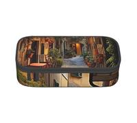 Unkhtt Trousse à crayons italienne avec imprimé Old Street - 21 x 5 x 9,4 cm - Pour l'école, le bureau, les voyages, Noir , Taille unique