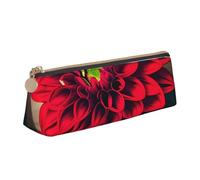 Unkhtt Trousse à crayons rétro en bois avec motif floral rouge dahlia grande capacité pour stylos étudiants et écoles universitaires, blanc, Taille unique