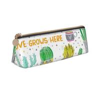 Unkhtt Trousse à crayons triangulaire de grande capacité avec imprimé cactus succulents pour étudiants et écoles, blanc, Taille unique