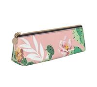 Unkhtt Trousse à crayons triangulaire de grande capacité avec imprimé cactus tropicaux pour étudiants et écoles, blanc, Taille unique