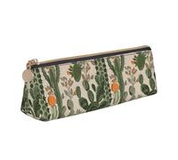 Unkhtt Trousse à crayons triangulaire de grande capacité avec imprimé cactus vert pour étudiants et écoles, blanc, Taille unique