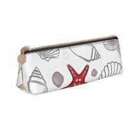 Unkhtt Trousse à crayons triangulaire de grande capacité avec imprimé coquillage et étoiles de mer pour étudiants et écoles, blanc, Taille unique