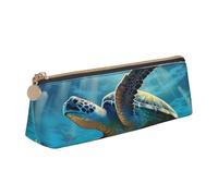 Unkhtt Trousse à crayons triangulaire de grande capacité avec imprimé tortues de mer pour étudiants et écoles, blanc, Taille unique