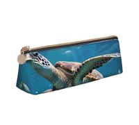 Unkhtt Trousse à crayons triangulaire de grande capacité avec imprimé tortues de mer pour étudiants et écoles, blanc, Taille unique