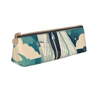 Unkhtt Trousse à crayons triangulaire de grande capacité avec motif bateau à voile océan pour étudiants et écoles, blanc, Taille unique