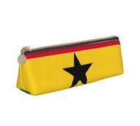 Unkhtt Trousse à crayons triangulaire de grande capacité avec motif drapeau du Ghana pour étudiants et écoles, blanc, Taille unique