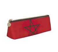 Unkhtt Trousse à crayons triangulaire de grande capacité avec motif drapeau du Maroc pour étudiants et écoles, blanc, Taille unique