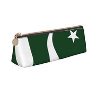 Unkhtt Trousse à crayons triangulaire de grande capacité avec motif drapeau du Pakistan pour étudiants et écoles, blanc, Taille unique