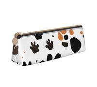 Unkhtt Trousse à crayons triangulaire de grande capacité avec motif empreintes de pattes d'animaux pour étudiants et écoles, blanc, Taille unique