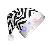 Unkhtt Zigzag Stripe Imprimé Hommes Femmes Led Chapeau de Noël Père Noël pour Nouvel An et Noël Accessoire de fête festive