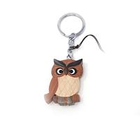 Unknown Porte-clés hibou en bois, marron, 10 cm