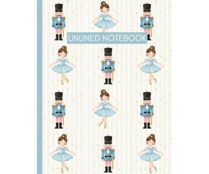 Unlined Numbered Notebook: Blue Ballerinas & Nutcracker Soldiers Pattern: 8.5 x 11” Large Sketchbook for Drawing, Doodling & Creative Notes