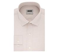Unlisted by Kenneth Cole Mens Slim Fit Checks and Stripes (Patterned) Dress Shirt, Almond, 16-16.5 Neck 34-35 Sleeve US