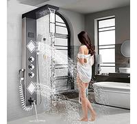 UNLOU Robinet de Douche de Salle de Bain en Nickel brossé de Luxe LED Panneau de Douche Colonne mitigeur de Baignoire avec écran de température de Douche à Main