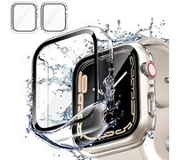 Unnderwiss 2 Pièces Transparent PC Coque Compatible avec Apple Watch Serie Watch 40mm Series 6 5 4 Se avec Protection ecran en Verre Trempé,HD Clair Ultra Mince Anti-Choc Protection iWatch (40mm)
