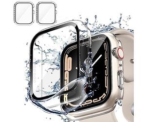 Unnderwiss 2 Pièces Transparent PC Coque Compatible avec Apple Watch Serie Watch 40mm Series 6 5 4 Se avec Protection ecran en Verre Trempé,HD Clair Ultra Mince Anti-Choc Protection iWatch (40mm)