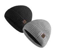 UNNESTAR Bonnet d'hiver en polaire pour homme - Garde au chaud par temps froid - Bonnet thermique tricot, noir/gris, Taille unique