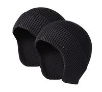 UNNESTAR Bonnet d'hiver pour Homme en Tricot Extensible avec Cache-Oreilles Coupe-Vent, Noir + Noir., Taille Unique