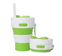 UNNESTAR Tasse de camping pliable avec paille en silicone - Tasse à café pliable - Bouteille de sport portable pour voyage en plein air - 473,6 ml - 591 ml (vert clair)