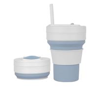 UNNESTAR Tasses pliantes pour le voyage 350 ml Tasse en silicone pliable avec paille Tasse à café réutilisable anti-fuite