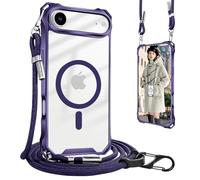 UnnFiko Coque pour iPhone Air, violet, compatible avec MagSafe, étui de téléphone à bandoulière avec bandoulière, protection antichoc contre les chutes, coque de téléphone magnétique pour iPhone Air