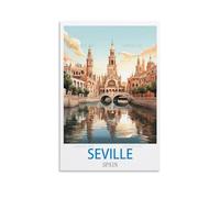 UnNiQ Affiches de voyage vintage de Séville Espagne - 30 x 45 cm - Décoration murale pour salon, chambre à coucher