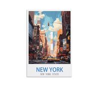UnNiQ Affiches de voyage vintage sur toile de New York City - Décoration murale pour salon, chambre à coucher - 30 x 45 cm