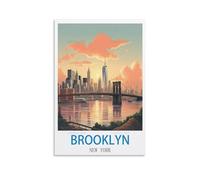 UnNiQ Brooklyn New York - Affiches de voyage vintage sur toile - Décoration murale pour salon, chambre à coucher (30 x 45 cm)