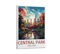 UnNiQ Central Park New York Poster de voyage vintage sur toile Décoration murale pour salon, chambre à coucher 20 x 30 cm