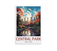 UnNiQ Central Park New York - Poster vintage de voyage sur toile - Décoration murale pour salon, chambre à coucher (50 x 75 cm)