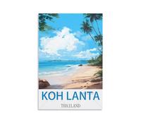 UnNiQ Impression sur toile vintage Koh Lanta Thaïlande - Décoration murale pour salon, chambre à coucher - 20 x 30 cm