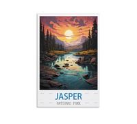 UnNiQ Jasper National Park Alberta Poster vintage sur toile pour salon, chambre à coucher 40 x 60 cm