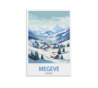 UnNiQ Megève Poster de voyage vintage sur toile pour salon, chambre à coucher (20 x 30 cm)
