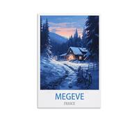 UnNiQ Megève Poster de voyage vintage sur toile pour salon, chambre à coucher (20 x 30 cm)