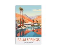 UnNiQ Palm Springs - Affiches de voyage vintage sur toile avec motif piscine (50 x 75 cm) - Décoration murale pour salon, chambre à coucher