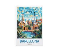 UnNiQ Poster de voyage vintage Barcelone Espagne 20 x 30 cm Décoration murale pour salon, chambre à coucher