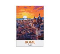 UnNiQ Poster de voyage vintage de Rome Italie - Impression sur toile pour salon, chambre à coucher - 20 x 30 cm