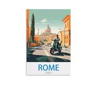 UnNiQ Poster de voyage vintage de Rome Italie - Impression sur toile pour salon, chambre à coucher - 20 x 30 cm