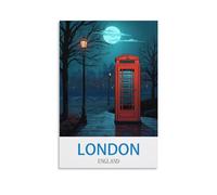 UnNiQ Poster de voyage vintage Londres Angleterre - 20 x 30 cm - Décoration murale pour salon, chambre à coucher