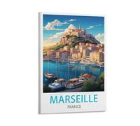 UnNiQ Poster de voyage vintage Marseille France - 30 x 45 cm - Décoration murale pour salon, chambre à coucher