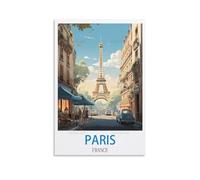 UnNiQ Poster de voyage vintage Paris France - Impression sur toile pour salon, chambre à coucher - 20 x 30 cm