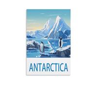 UnNiQ Poster de voyage vintage pingouin Antarctique 60 x 90 cm, décoration murale pour salon, chambre à coucher