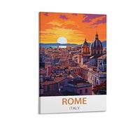 UnNiQ Poster de voyage vintage Rome Italie 40 x 60 cm Impression sur toile Décoration murale pour salon, chambre à coucher