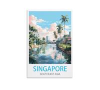 UnNiQ Poster de voyage vintage Singapour - 30 x 45 cm - Décoration murale pour salon, chambre à coucher